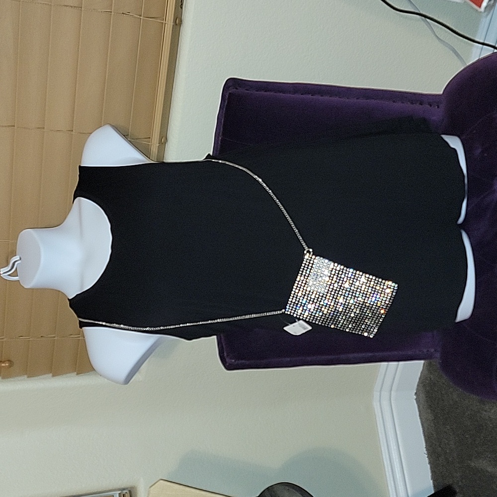 Crossbody Rhinestone Phone Satchel w/ Silver Tone Chain Strap - Picture 2 of 8